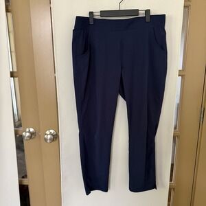 Eddie Bauer Womens Large Navy Blue Traveller Straight Leg Casual Pants Bottoms‎